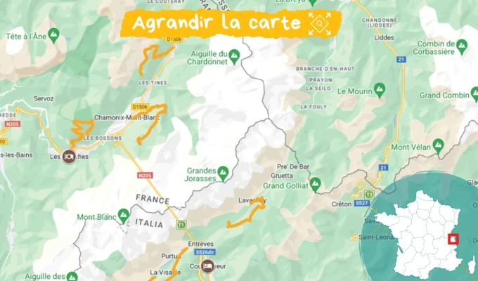 carte trek facile massif mont blanc