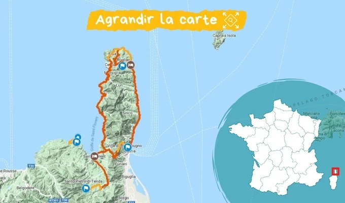 Carte du Cap Corse Carte itinéraire du Cap Corse